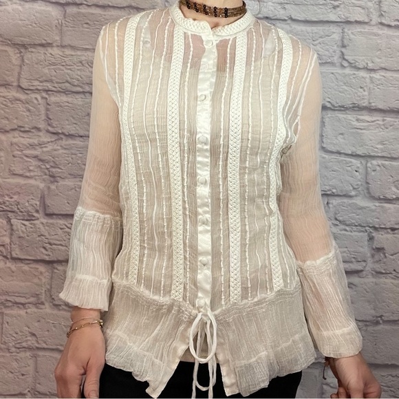La Redoute Création crinkle sheer gauze blouse - Picture 1 of 8